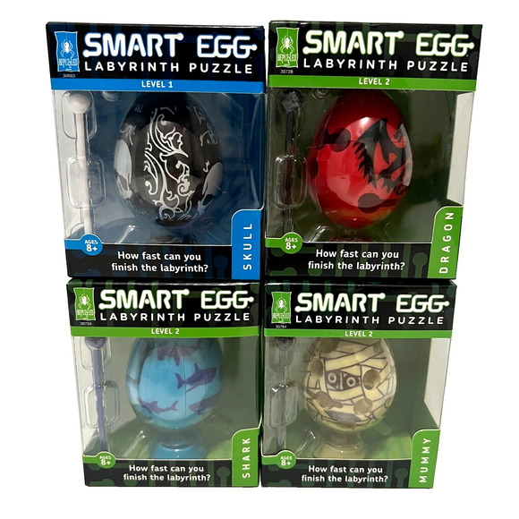 Smart Egg Labyrinth Puzzle 4 Pack Skull Dragon Shark Mummy Age 8+ New Great Gift - Picture 1 of 13